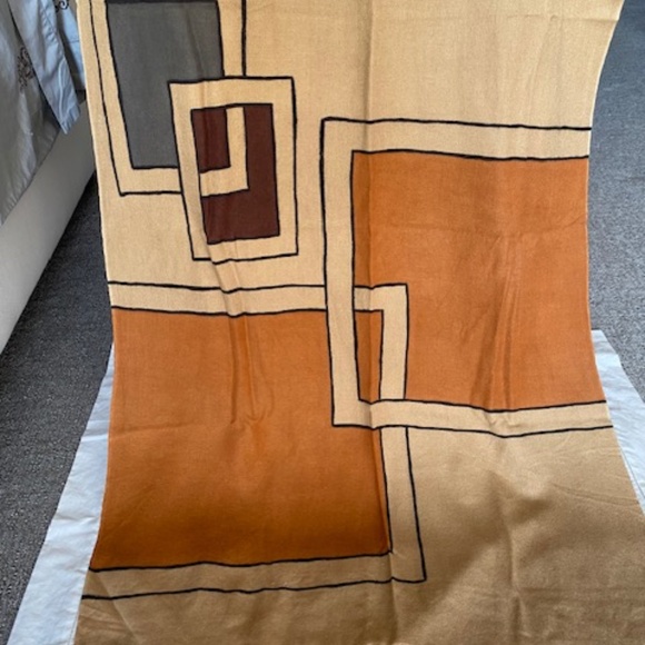 Feather light, pumpkin, camel, chocolate brown & gray pashmina color block scarf - Picture 9 of 11